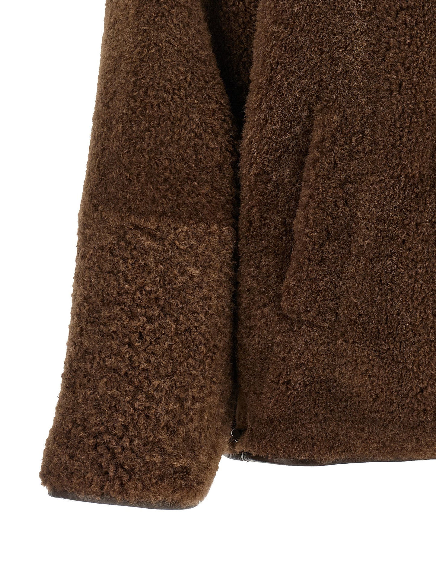 Brunello Cucinelli Fuzzy Women's Reversible Biker Lamb Leather & Fur Jacket - Brown
