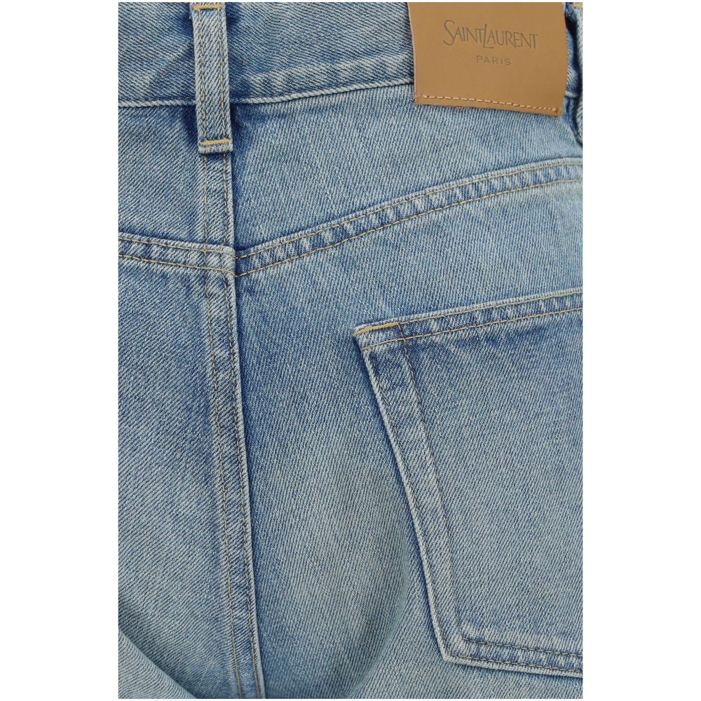Jeans by Saint Laurent for women in denim cotton blue presents a tailored silhouette, showcasing a tailored straight-leg, relaxed-fit & regular-fit and long cut with a refined mid rise for a truly tailored aesthetic.