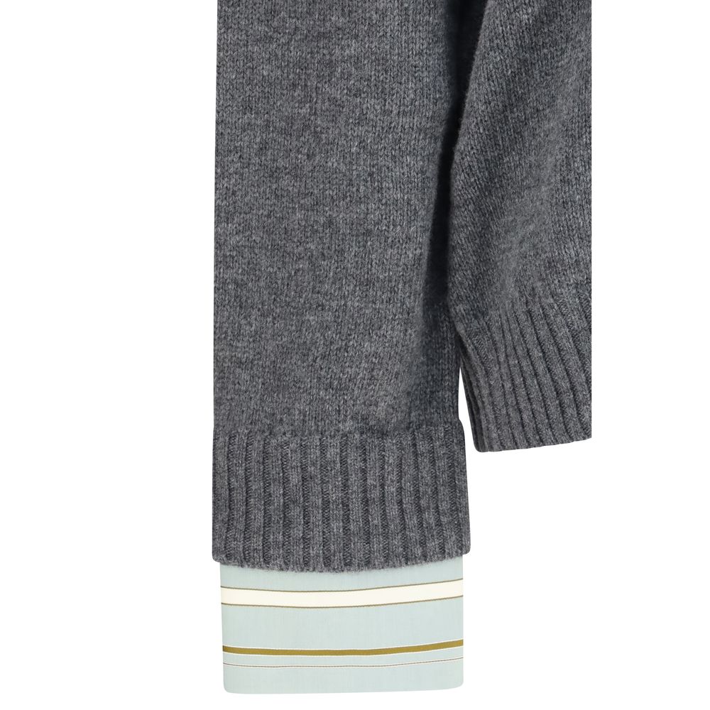 Prada Women's Regular Fit Wool & Cashmere Sweatshirt - Gray Signature