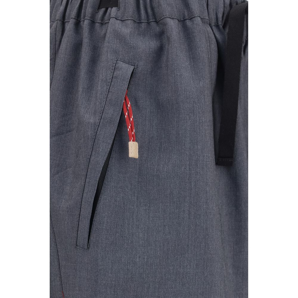 Prada Women's Relaxed Fit Regular Wide Merino Wool & Mohair Casual Pants - Gray