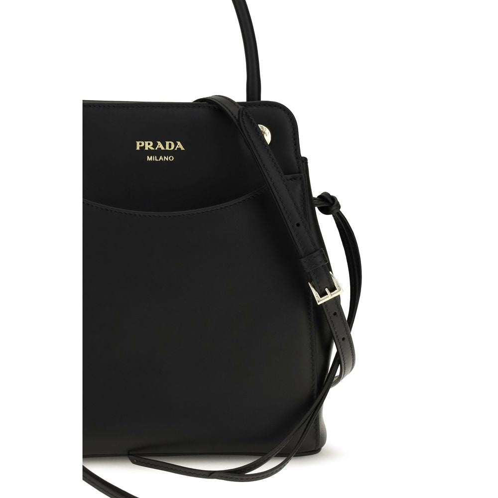 Prada Sicily Nylon & Bos Taurus Calfskin Leather Mini Shoulder Flap Bag - Bicolour Black Green Print