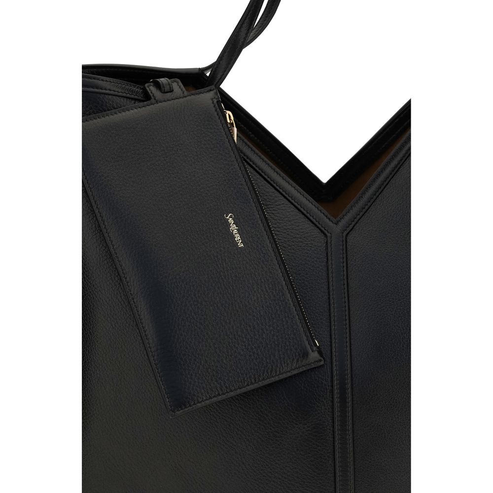Large Shoulder Tote Bag by Saint Laurent for men in bos taurus calf leather black & signature presents a statuesque silhouette, showcasing a secure zipper & hook and statuesque with versatile shoulder-strap for a sophisticated look.