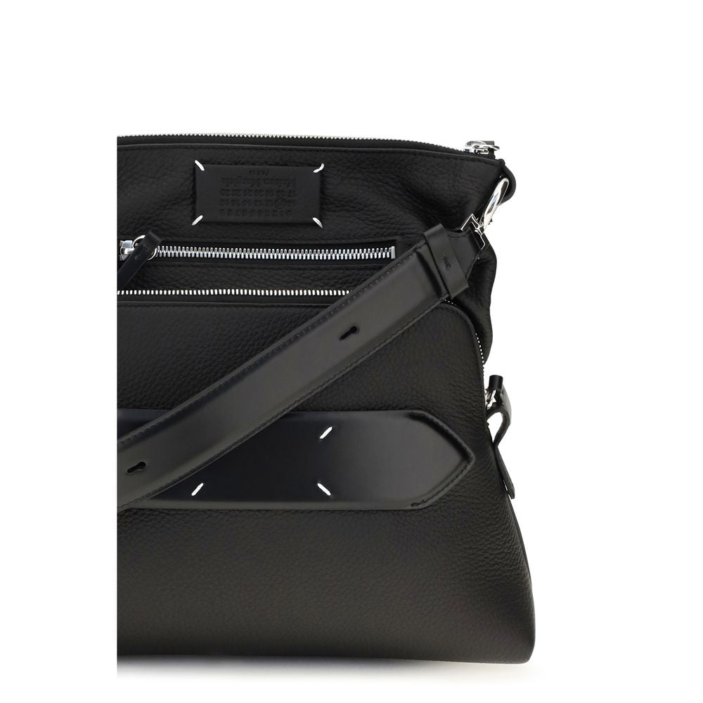 Mini 2-in-1 Shoulder & Crossbody Flap Bag by Maison Margiela for women in calf & lamb leather bicolour, black, green, white & signature presents a versatile silhouette, showcasing a secure snap, flap & zipper and versatile with versatile crossbody-strap, shoulder-strap, adjustable-strap, detachable-strap & handle for a sophisticated look.