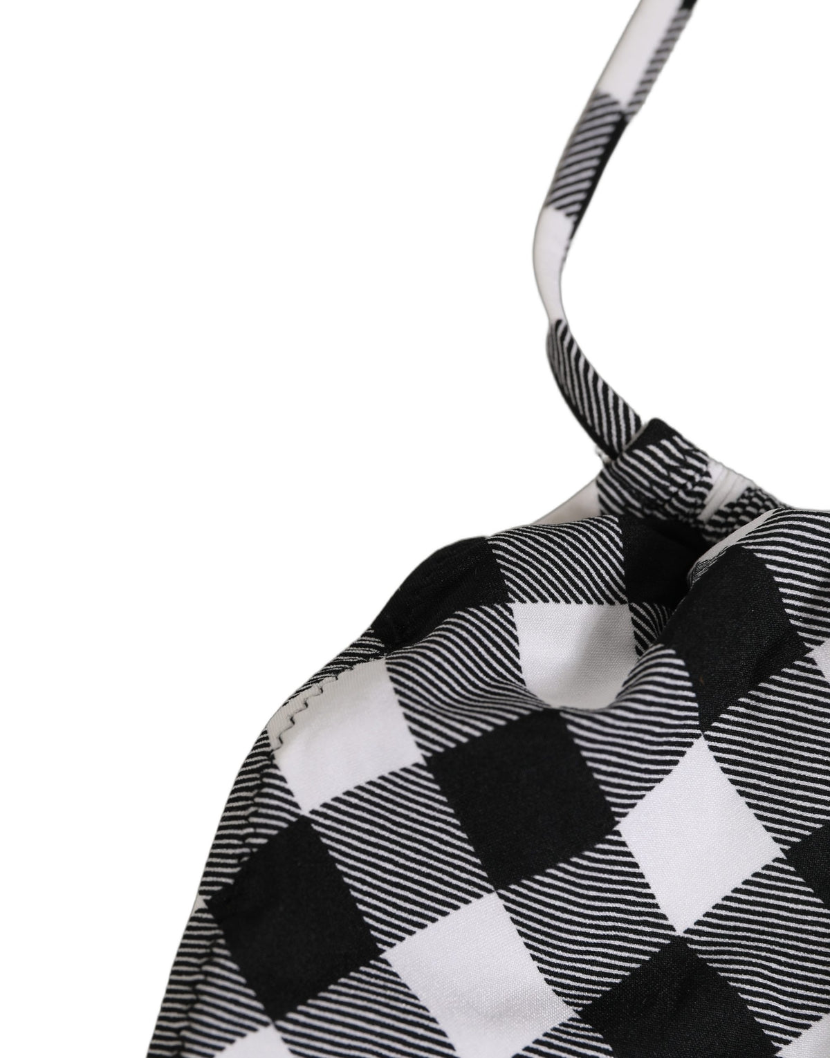 Dolce & Gabbana Women's Stretch Nylon Swimwear Top - Black White Checkered Plaid