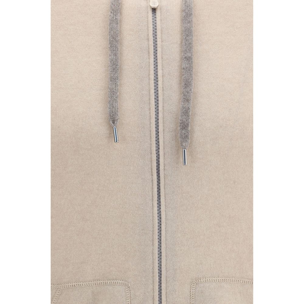 Brunello Cucinelli Men's Relaxed Fit Regular Cashmere Sweatshirt Hoodie - Beige