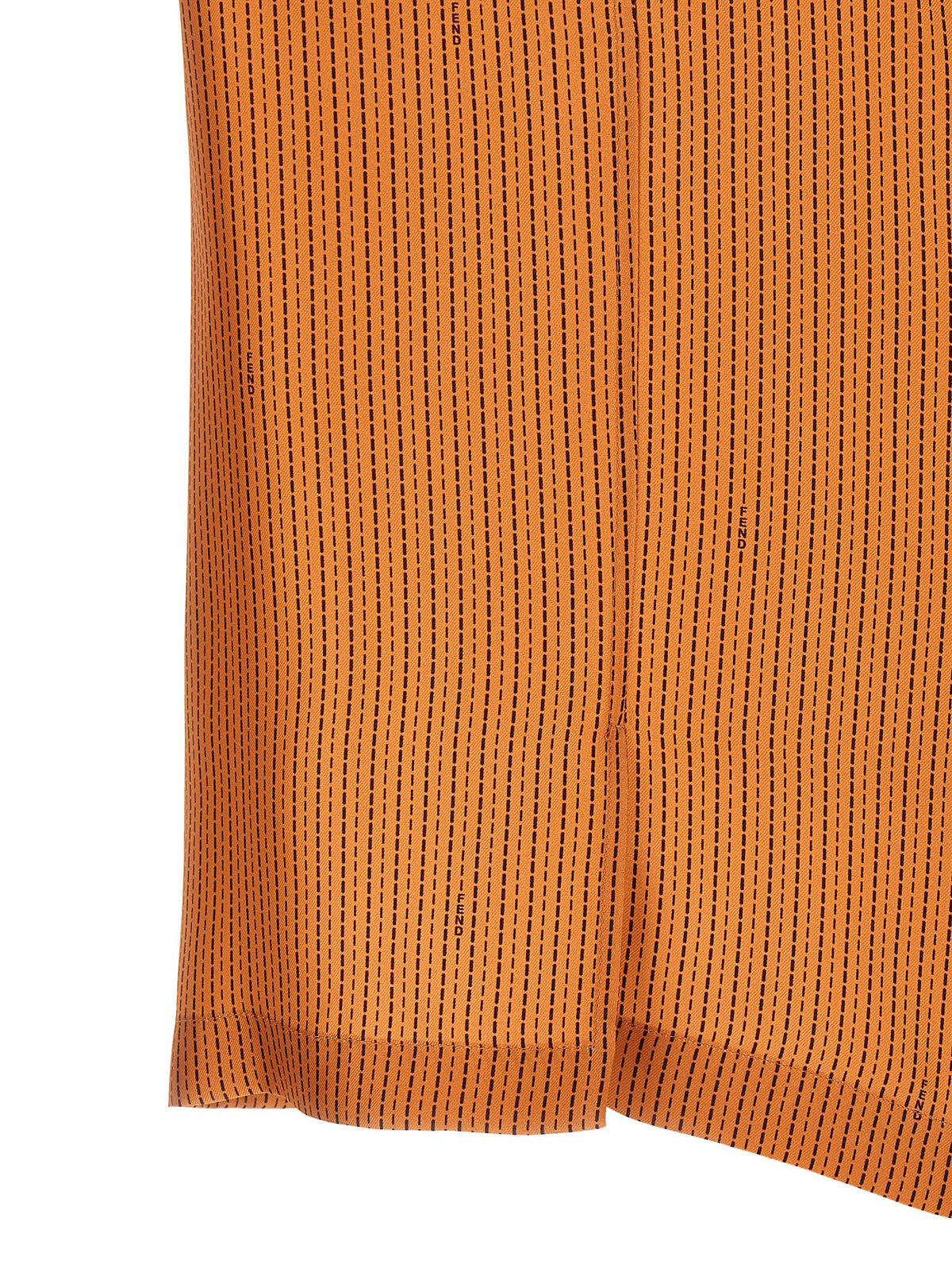 Fendi Men's Relaxed Fit Silk Shirt - Orange Pearl Patterned