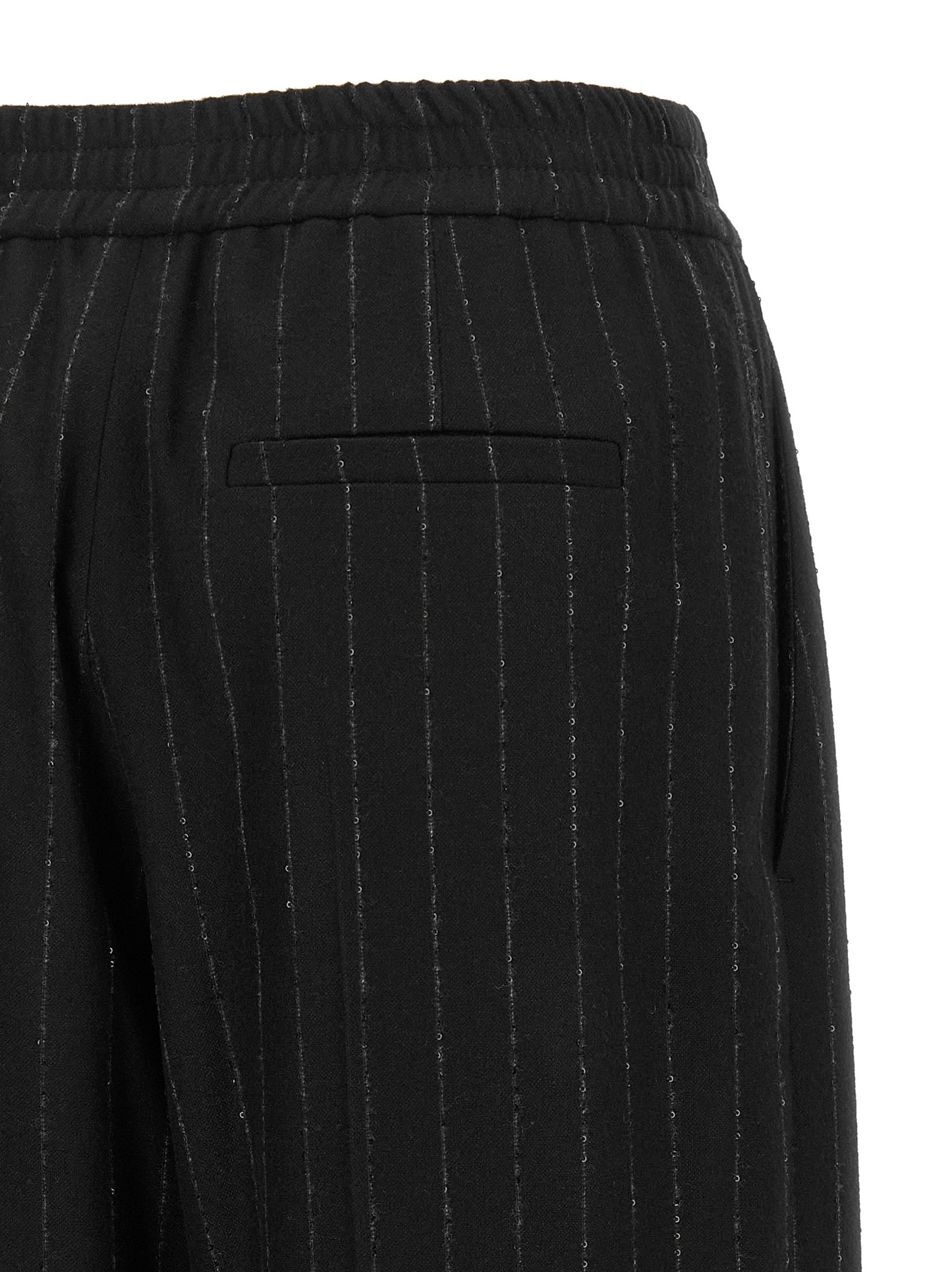 Brunello Cucinelli Women's Relaxed Fit Wide Virgin Cashmere Wool Viscose & Sequins Trousers - Blue Patterned Pinstripe
