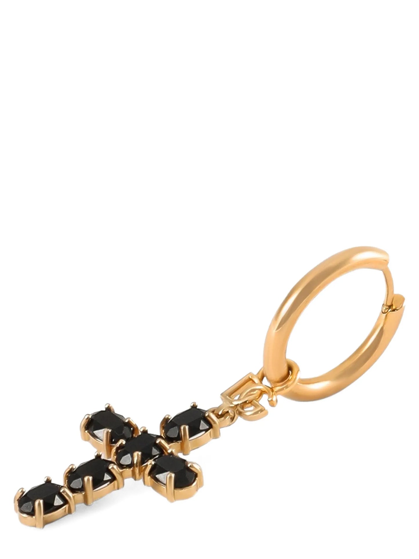 Dolce & Gabbana Women's Hoop Creole Stainless Steel & Glass Earrings - Black Hooped