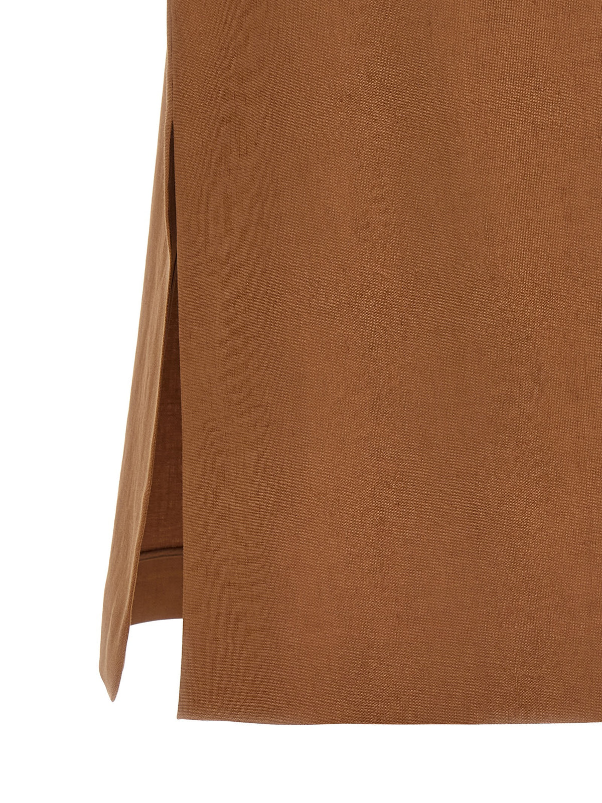 Fendi Women's Flared High Rise Linen Cotton & Leather Skirt - Brown Gold