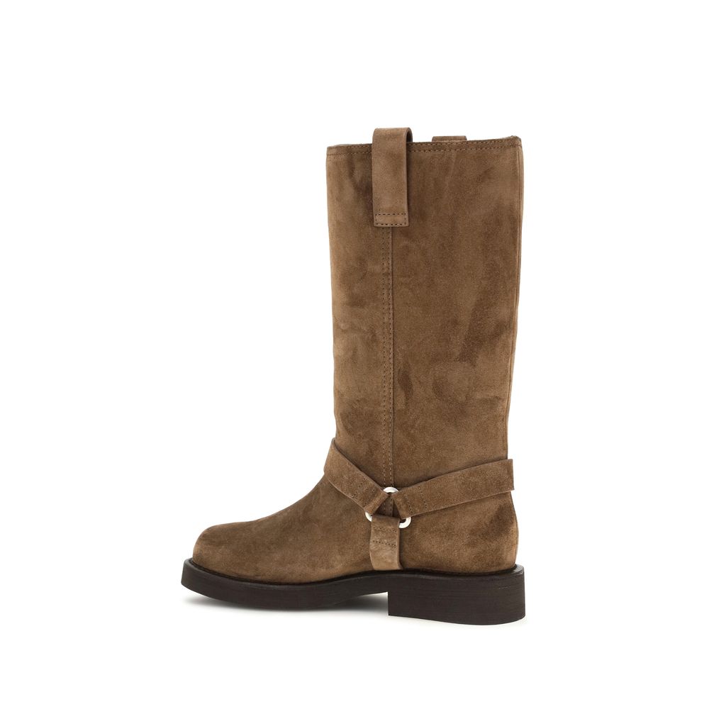 Brunello Cucinelli Monile Women's Bos Taurus Calf Suede Leather Flat Boots - Brown Signature