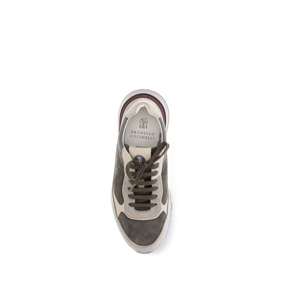 Brunello Cucinelli Men's Chunky TU & Bos Taurus Calf Leather Sneakers - Gray