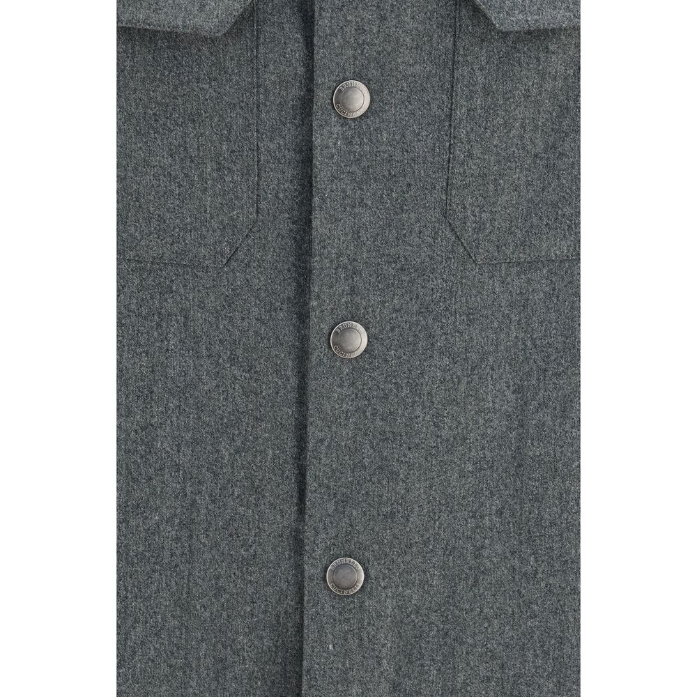 Brunello Cucinelli Men's Straight Regular Fit Long-Sleeve Virgin Wool Dress Shirt - Gray
