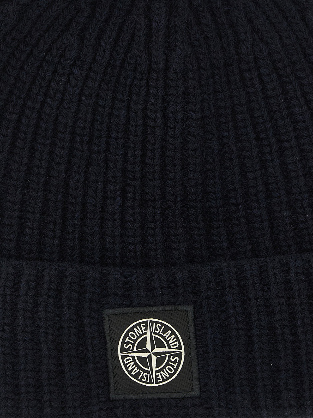 Stone Island Virgin Wool Beanie Hat - Navy Patterned