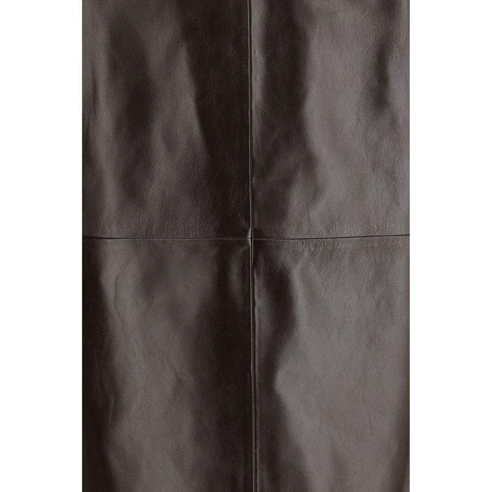 Arma Women's Leather Long Skirt - Brown Patterned