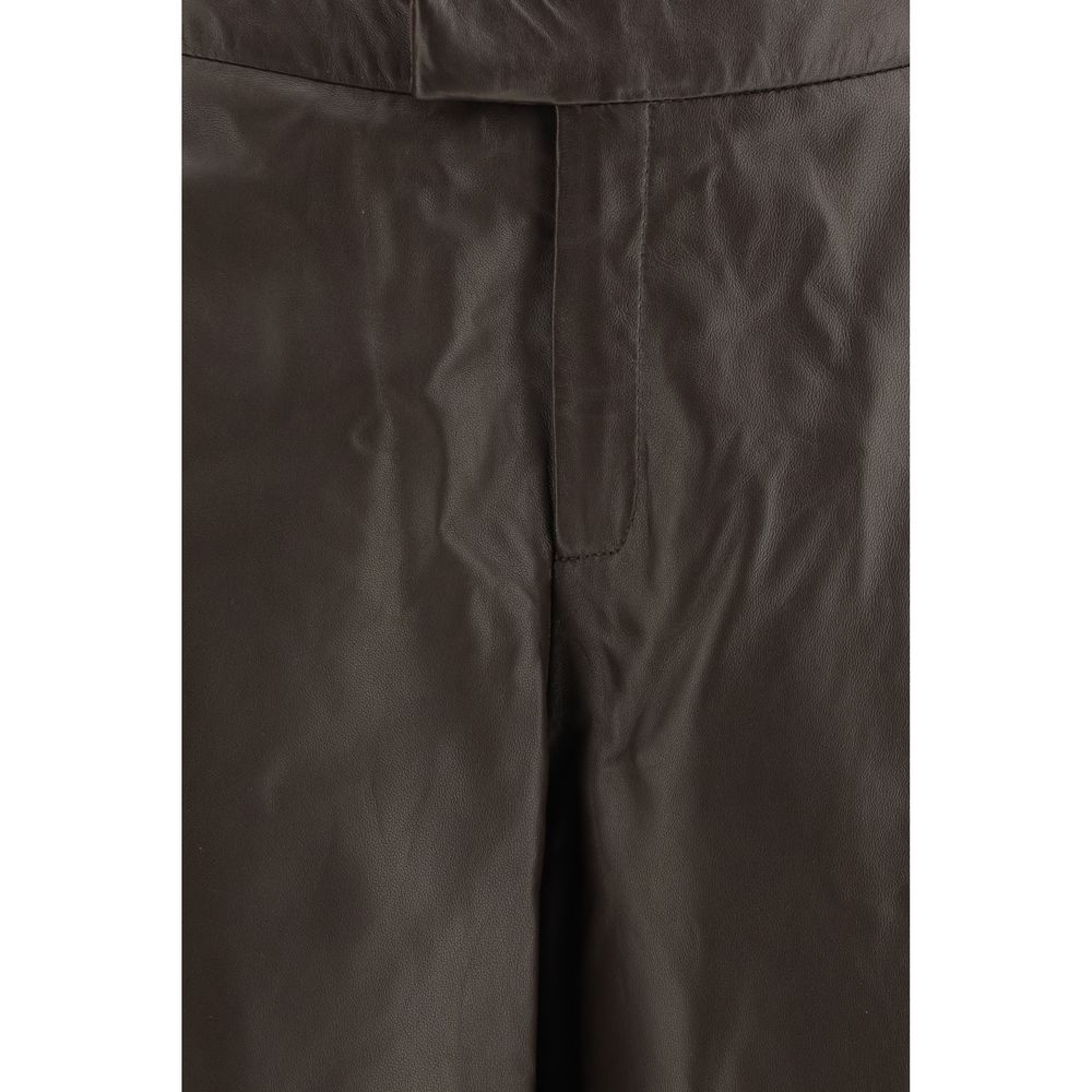 Arma Women's Regular Fit Leather Jeans - Brown