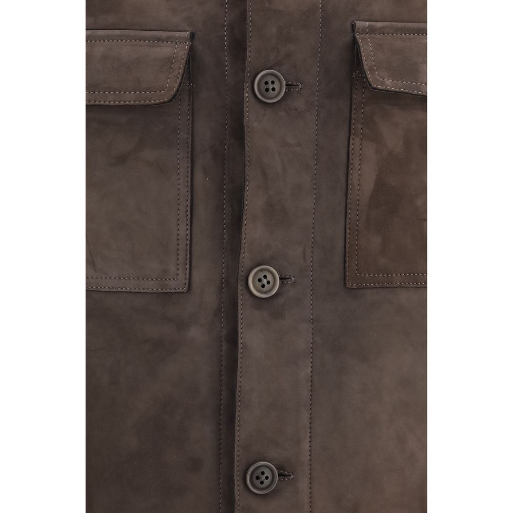 Salvatore Santoro Men's Leather & Metal Jacket - Brown