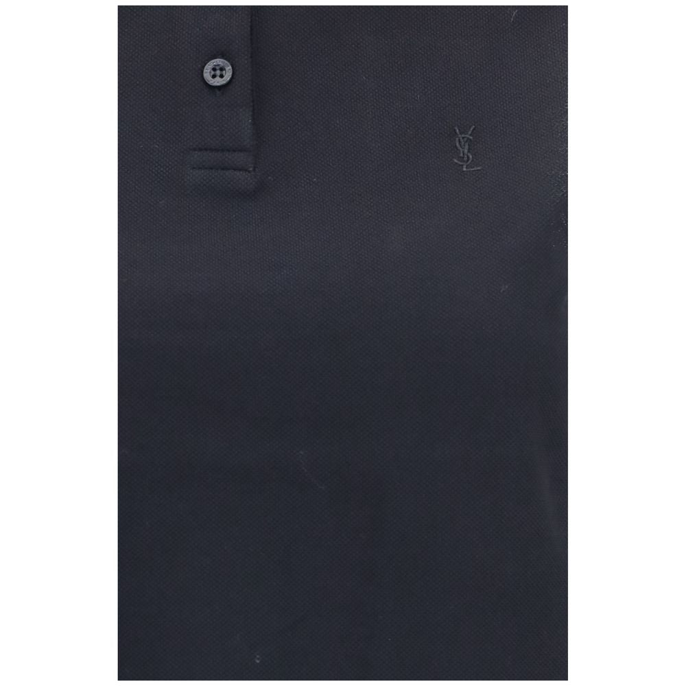 Saint Laurent Cassandre Women's Oversized Sleeveless Cotton Polo Shirt - Black
