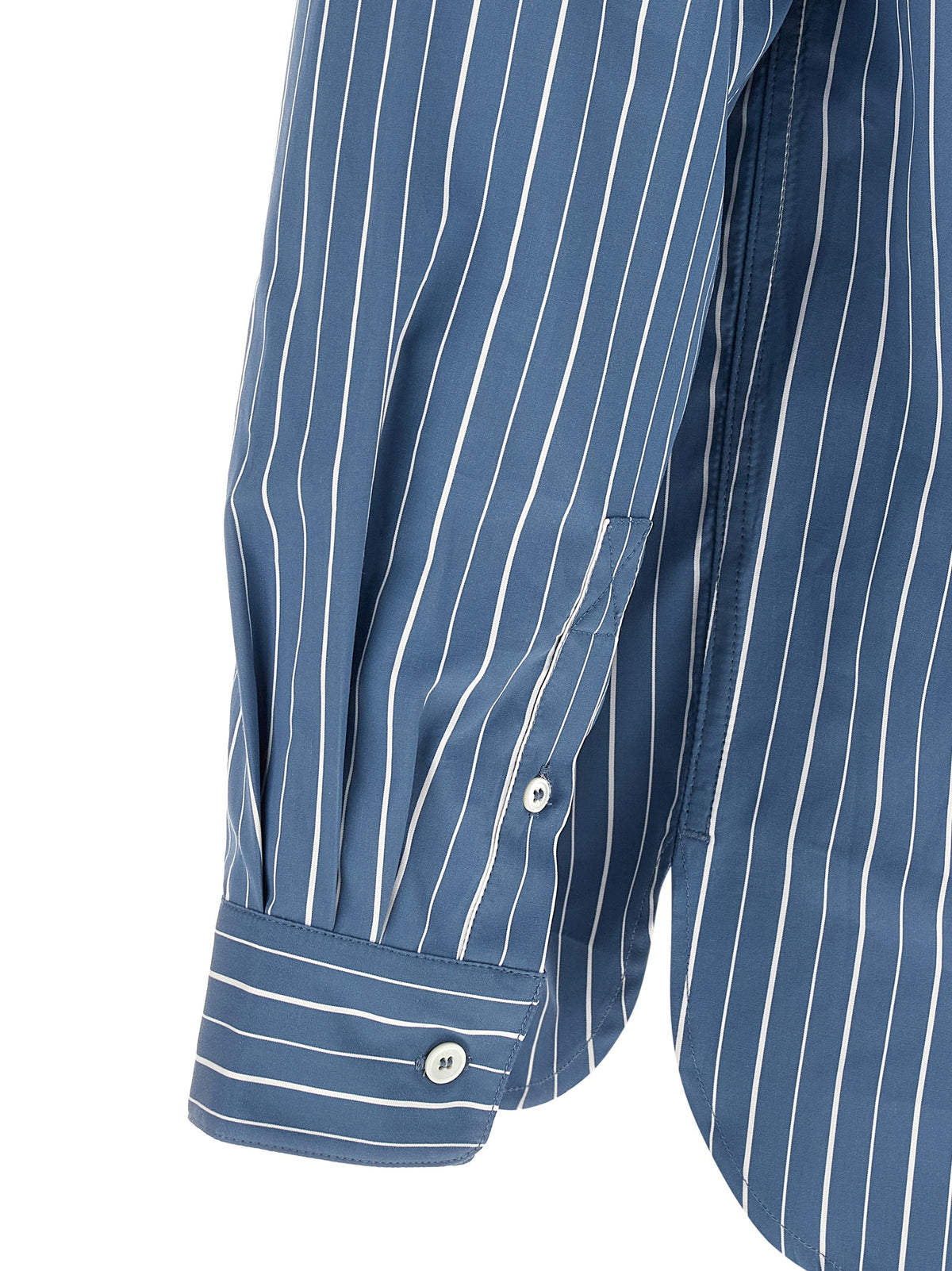 A.P.C. Men's Straight Relaxed Fit Cotton Shirt - Blue White Signature Striped
