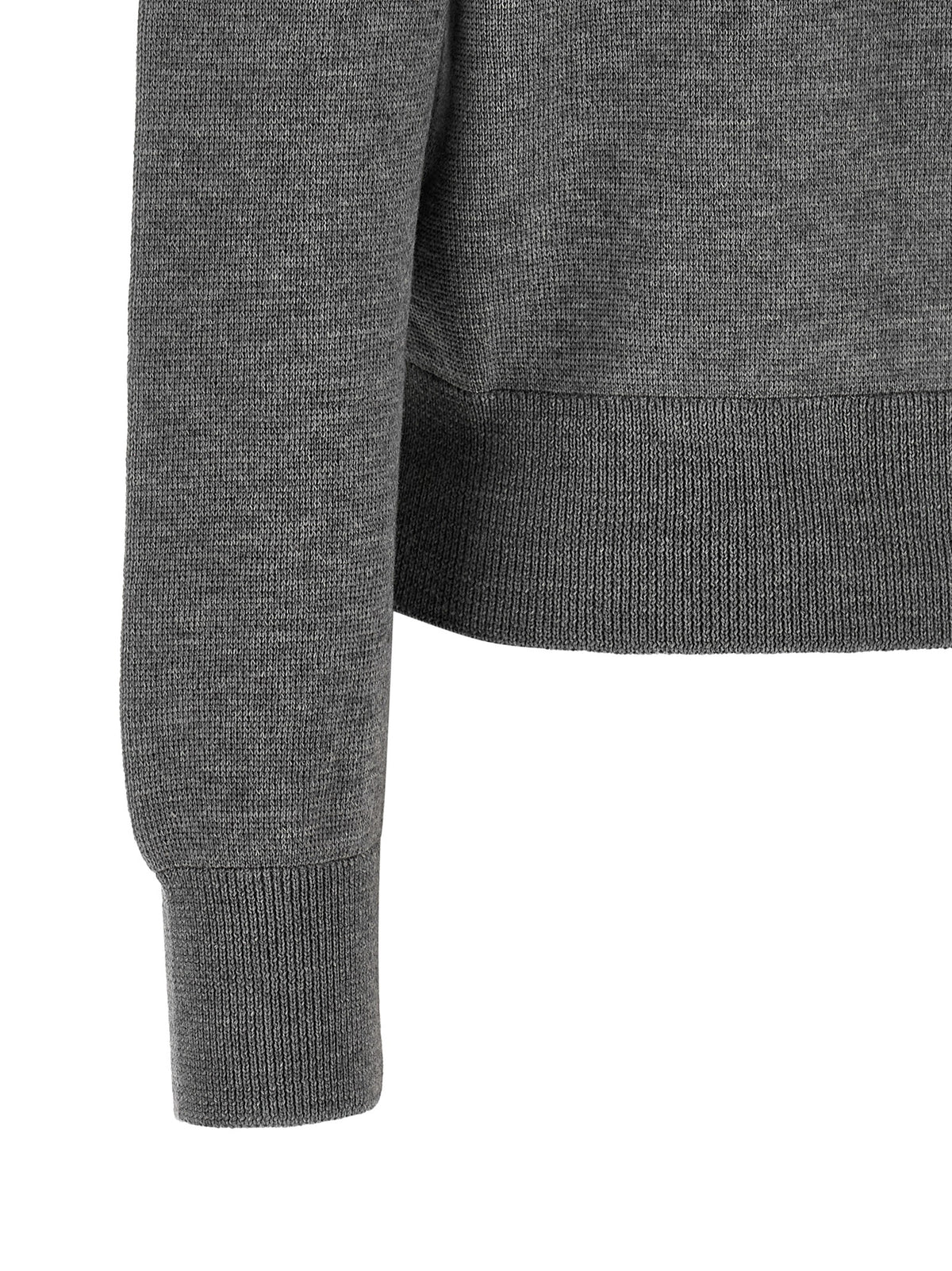 Ami Paris Crisp Women's Crew Neck Wool Cardigan - Black Gray Patterned