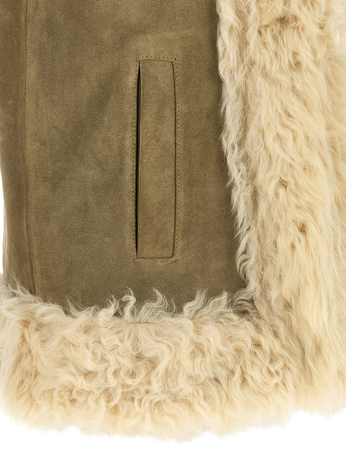 Etro Women's Suede Lamb Leather & Shearling Vest - Beige Cream Olive Paisley