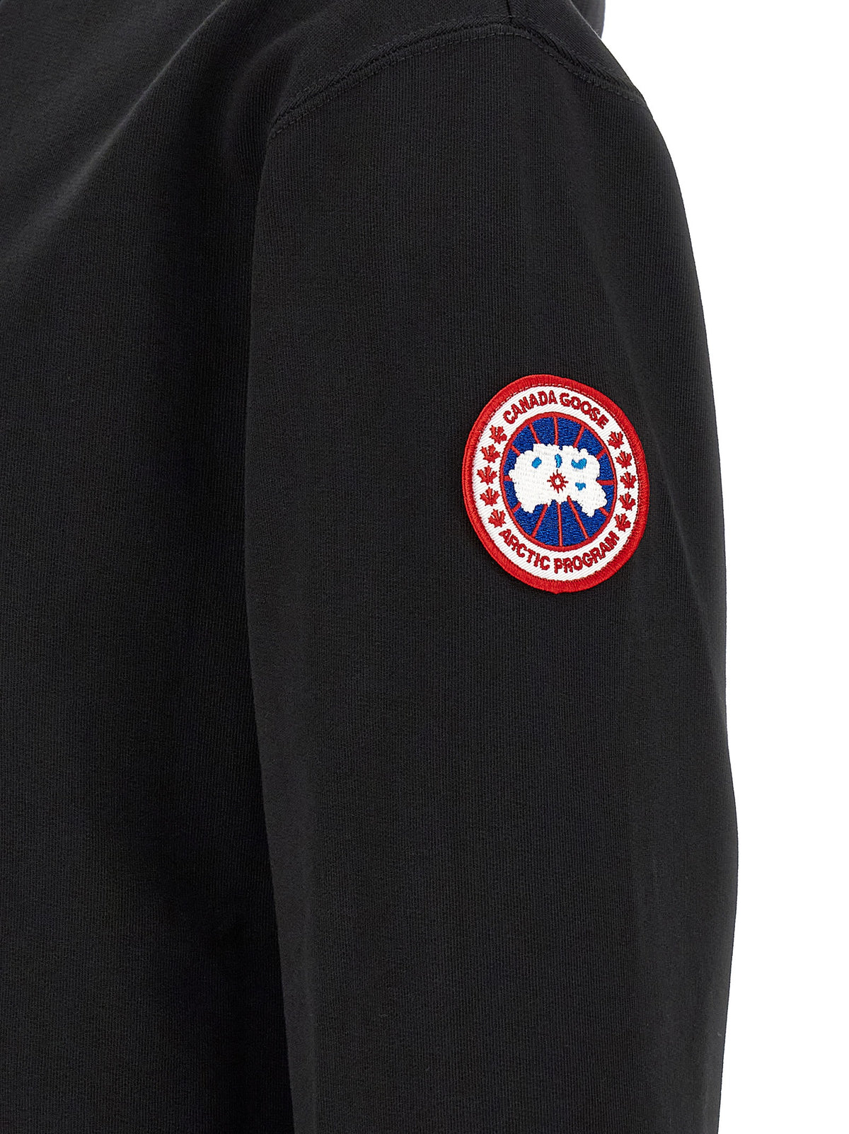 Canada Goose Men's Regular Fit Cotton Terrycloth Sweatshirt Hoodie - Black Silver