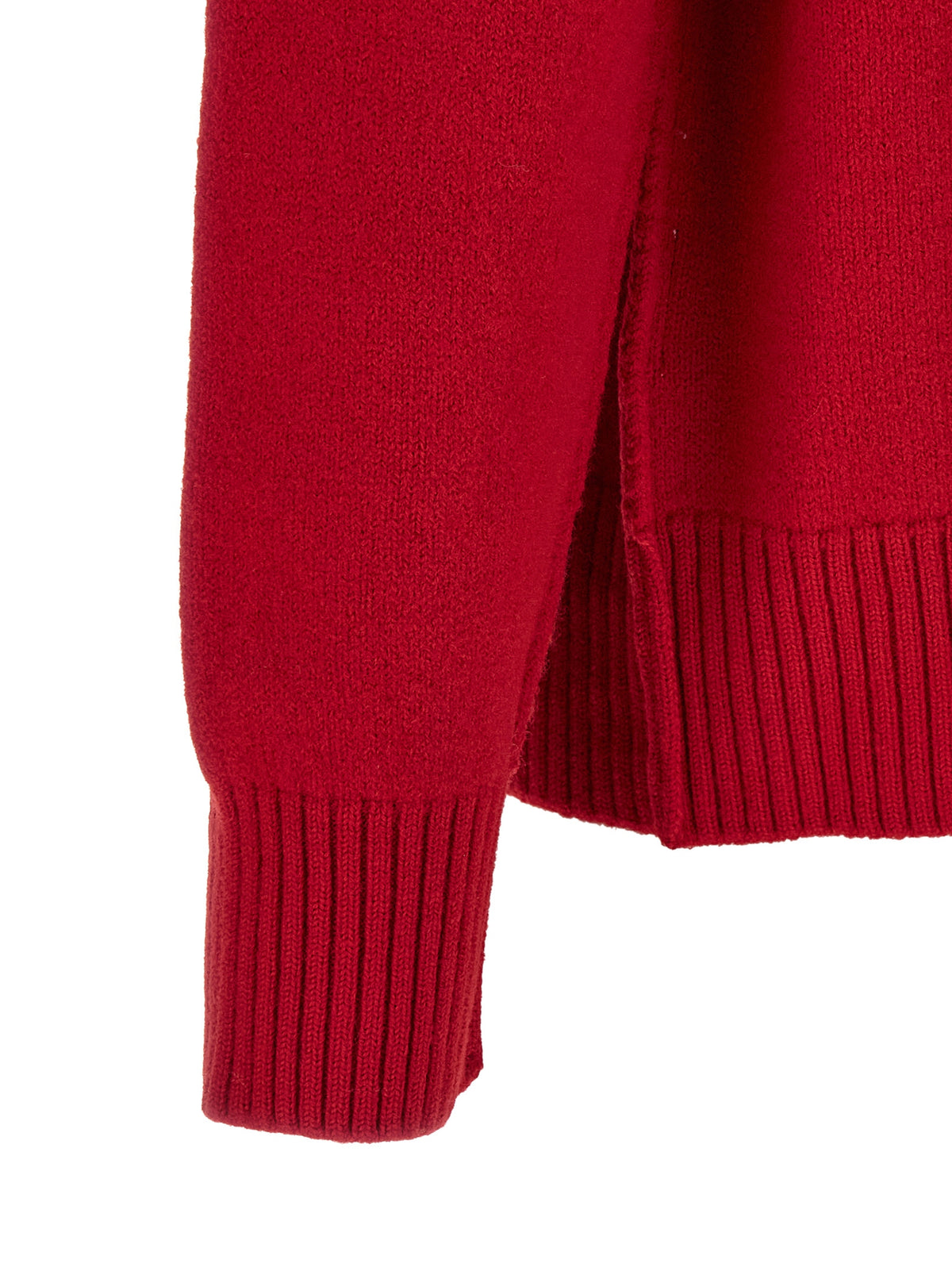 Ami Paris Men's V Neck Merino Wool Cardigan - Multicolor Red Ruby