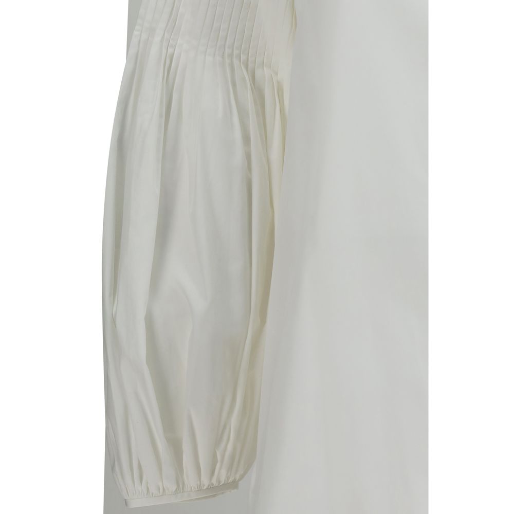 Max Mara Women's Straight Regular Fit Cotton & Silk Blouse - Natural White