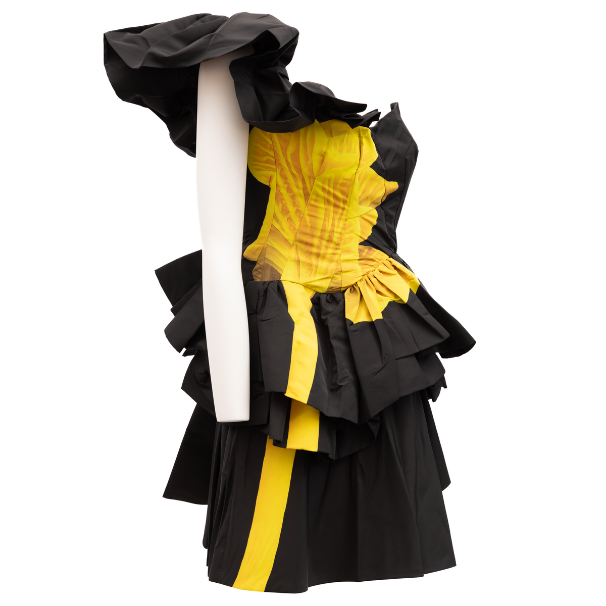 Alexander McQueen Women's Cocktail Polyester Dress - Black Yellow