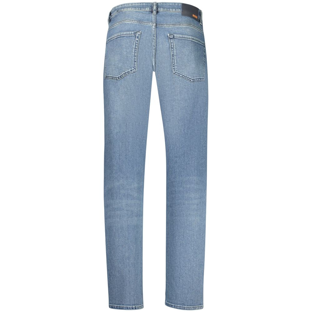 Jeans by Hugo Boss for men in stretch denim cotton blue features an sartorial regular-fit and long with a cut for a sartorial finish.