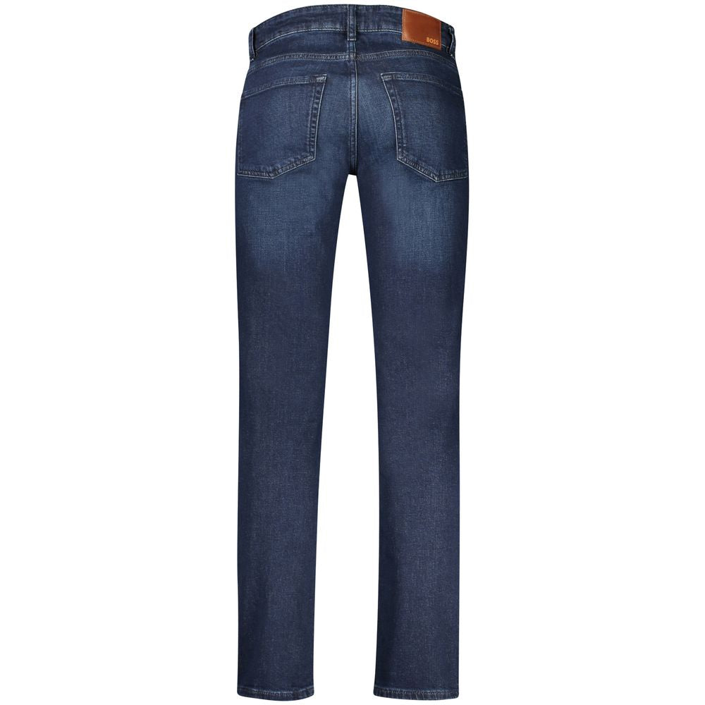 Hugo Boss Men's Straight-Leg Regular-Fit Stretch Denim Cotton Jeans - Blue