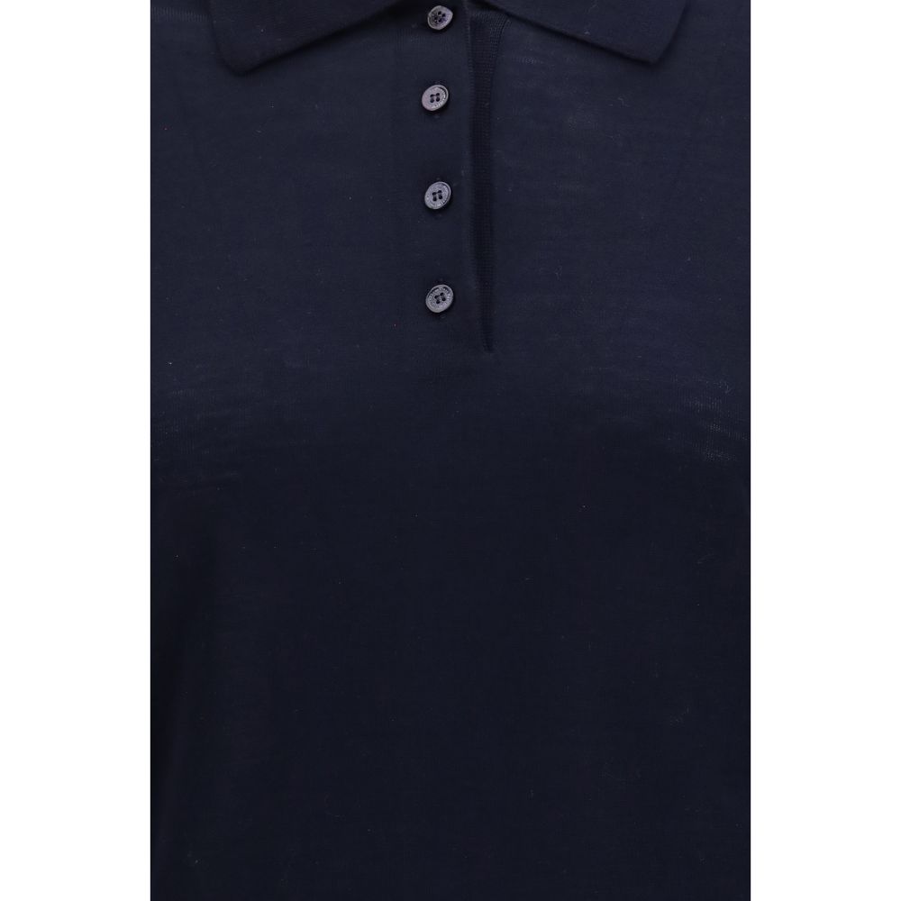 Golden Goose Star Women's Regular Fit Long-Sleeve Merino Wool Polo Shirt - Blue