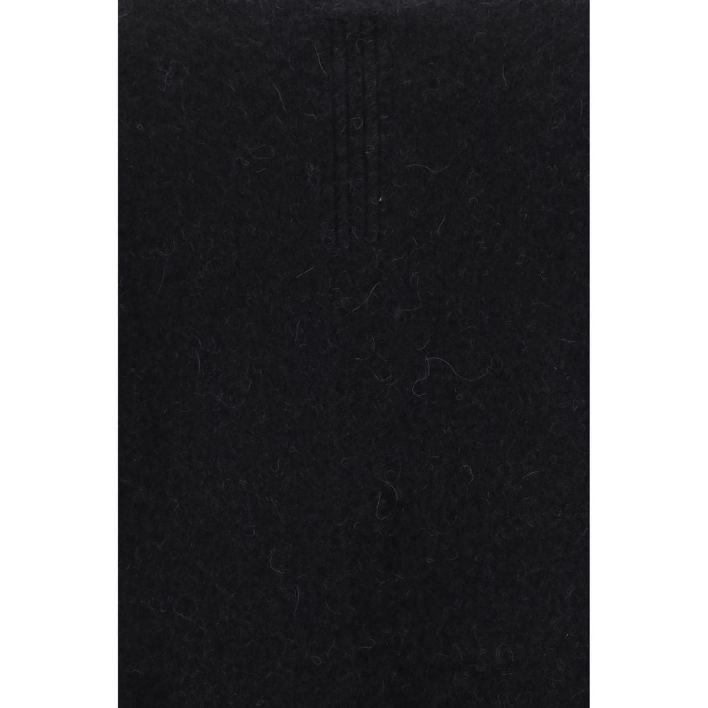 Rick Owens Men's Regular Fit Crew Neck Polyamide & Alpaca Wool Sweatshirt - Black Signature