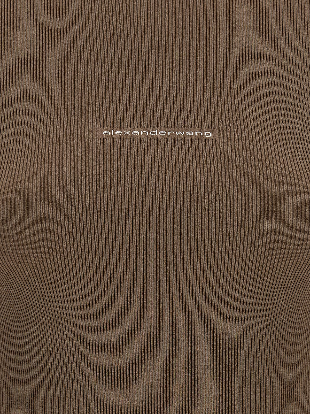 Alexander Wang Women's Turtleneck Polyamide Cardigan - Beige Brown Jacquard