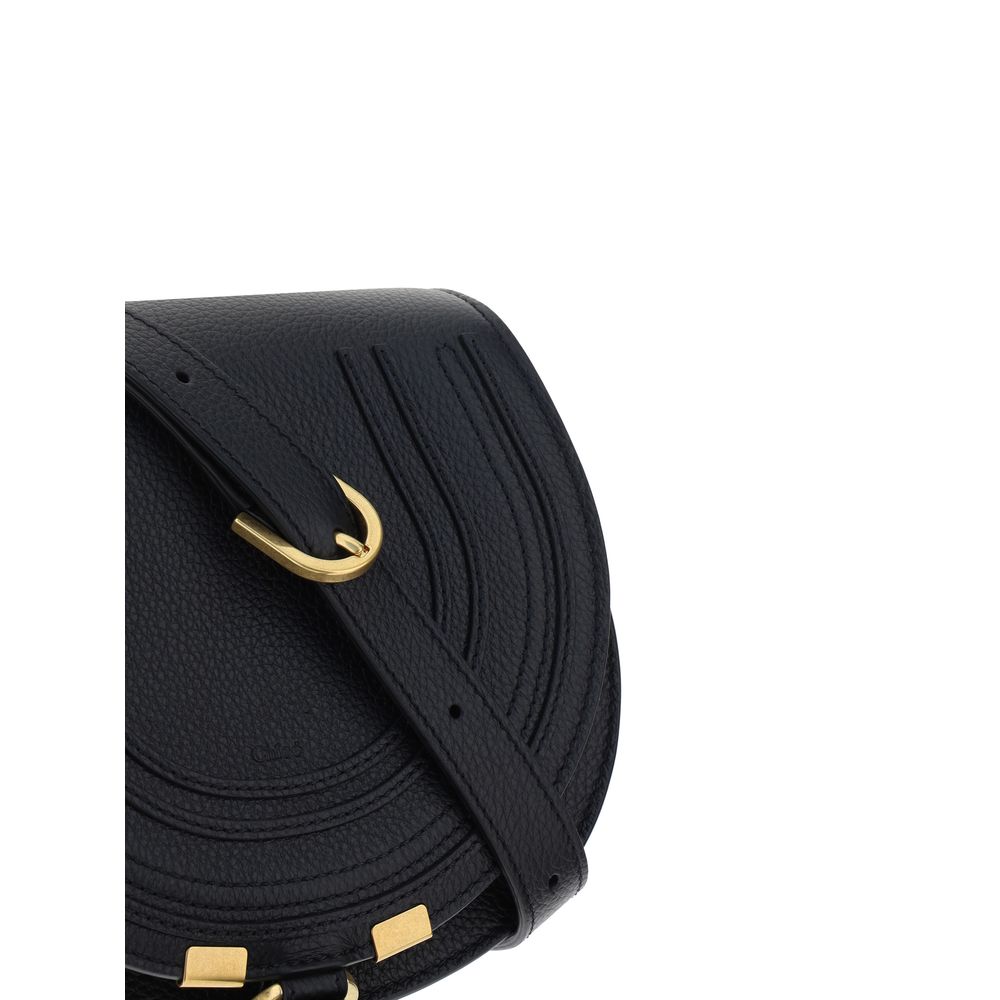 Chloé Marcie Bos Taurus Calf Leather Small Shoulder Flap Bag - Black Signature