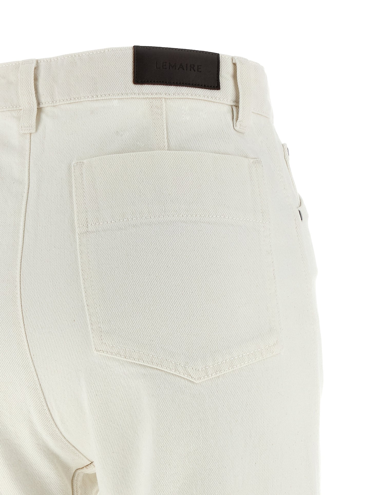 Lemaire Women's Straight Leg High Rise Denim Cotton Jeans - White