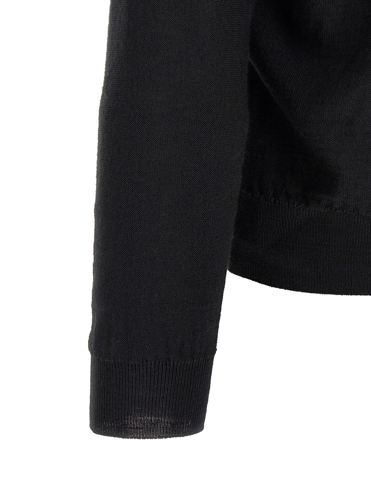 Lemaire Men's Relaxed Fit V Neck Wool Acrylic Cardigan - Black