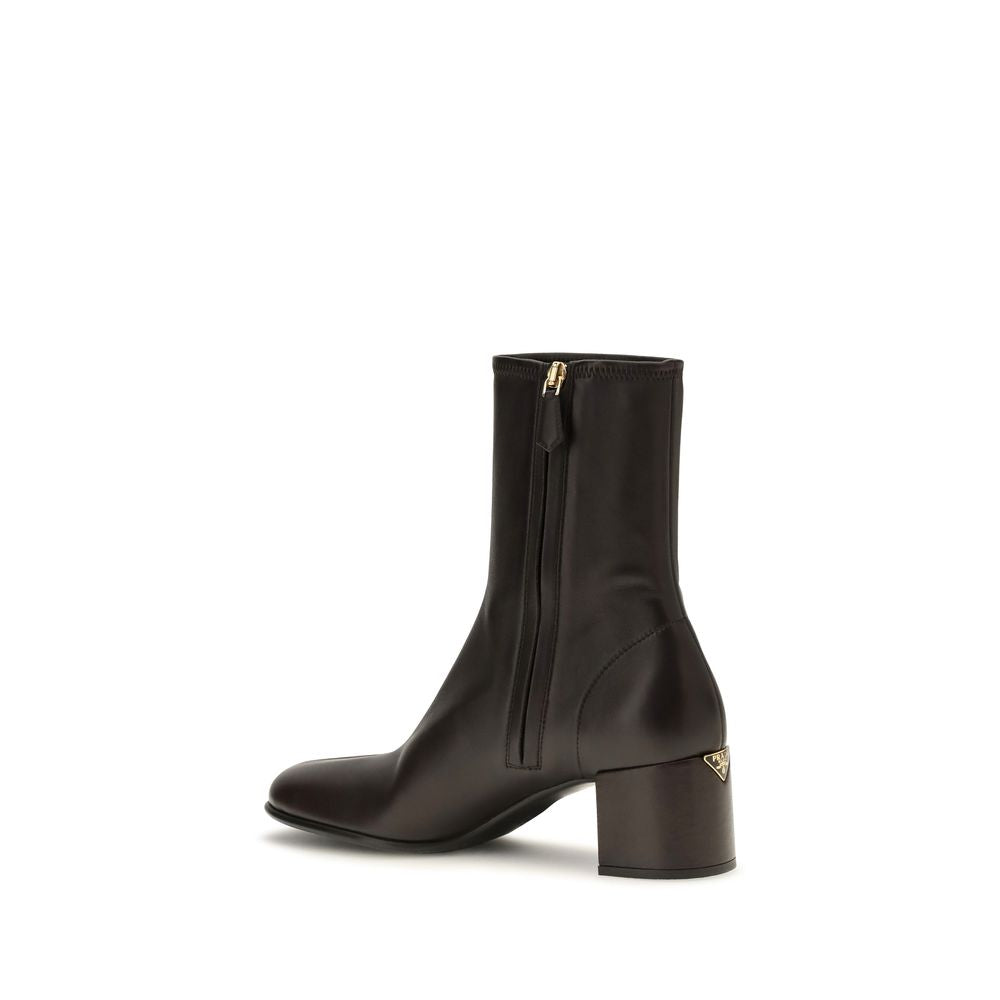 Prada Women's Nappa Leather & Rubber Ankle Boots - Brown Signature