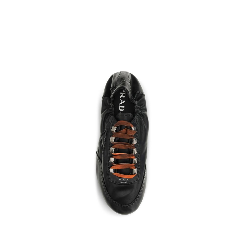Prada Men's Athletic Nappa Leather & Rubber Sneakers - Black Patterned