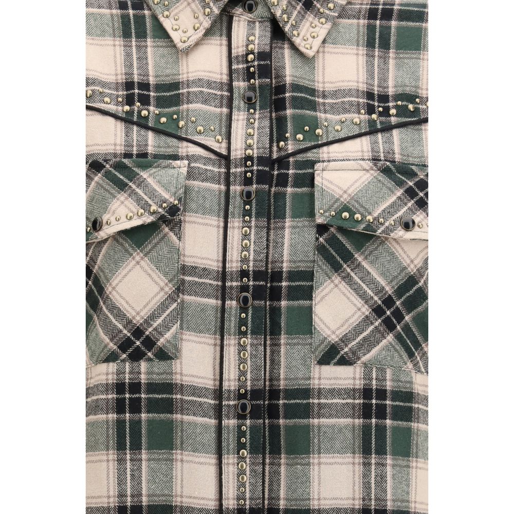 P.A.R.O.S.H. Women's Regular Fit Cotton Shirt - Bicolour Patterned Checked