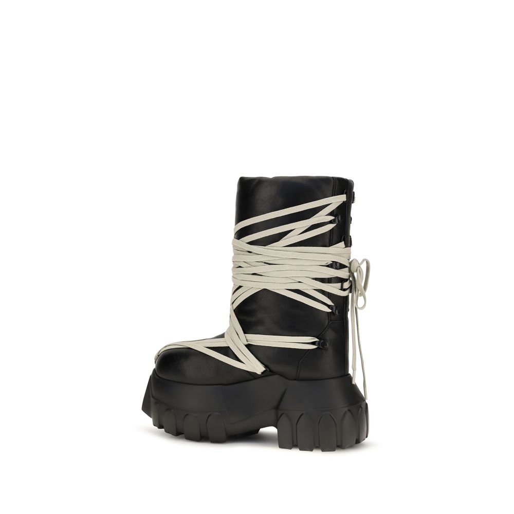 Rick Owens Women's Bos Taurus Calf Leather Platform Lace-Up High Knee-High Boots - Black