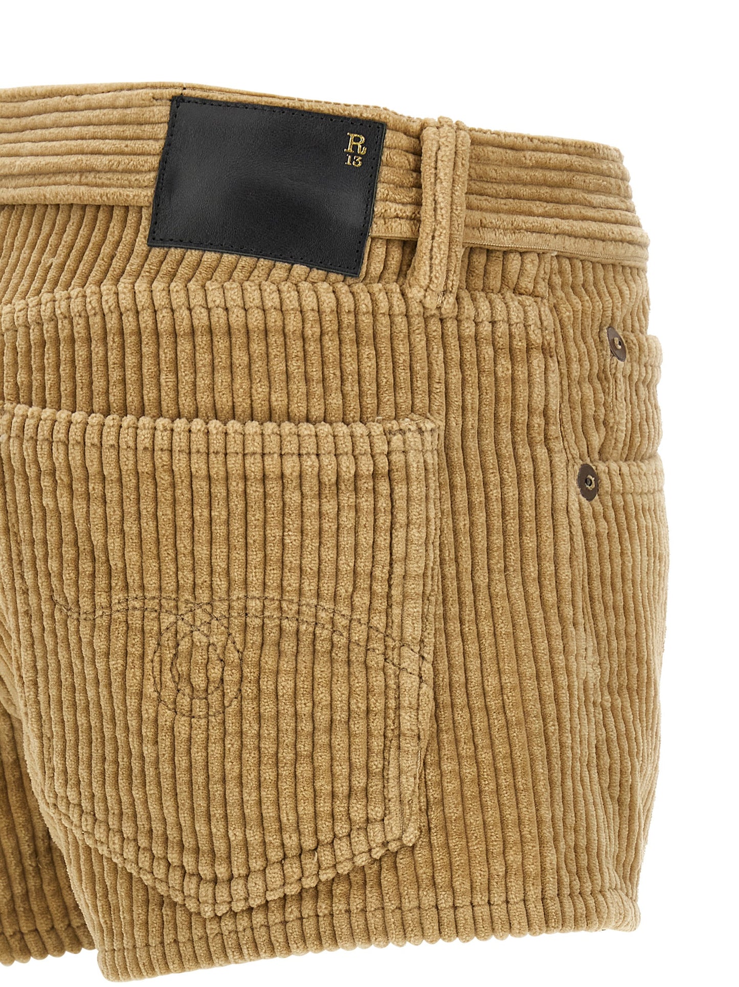 R13 Women's Cotton Corduroy Bermuda Shorts - Beige Black Gold Khaki