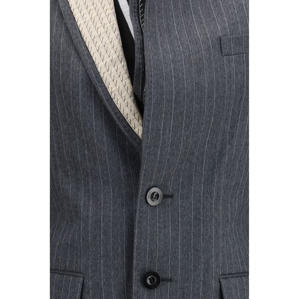 Sacai Women's Double Breasted Single Wool Vest - Gray Pinstripe