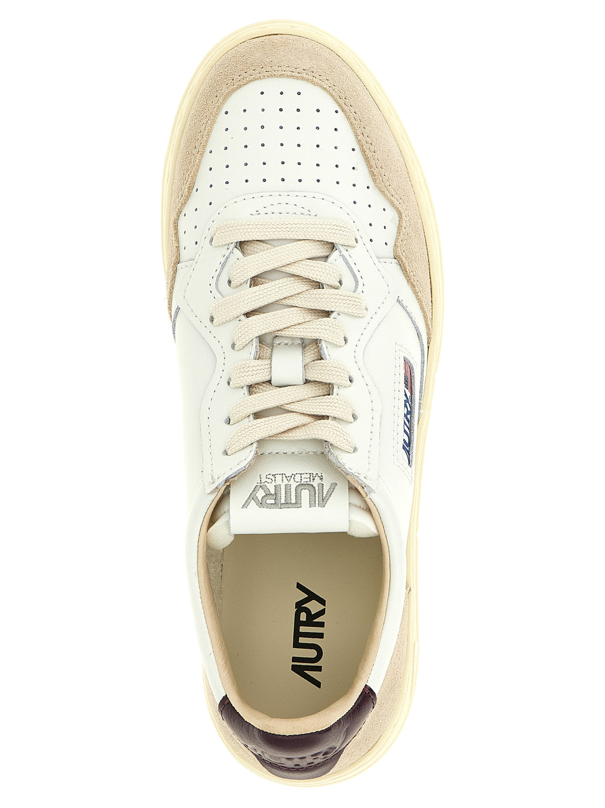 Autry Men's Athletic Nylon & Cowhide Suede Leather Sneakers - Beige Multicolor Purple White Signature