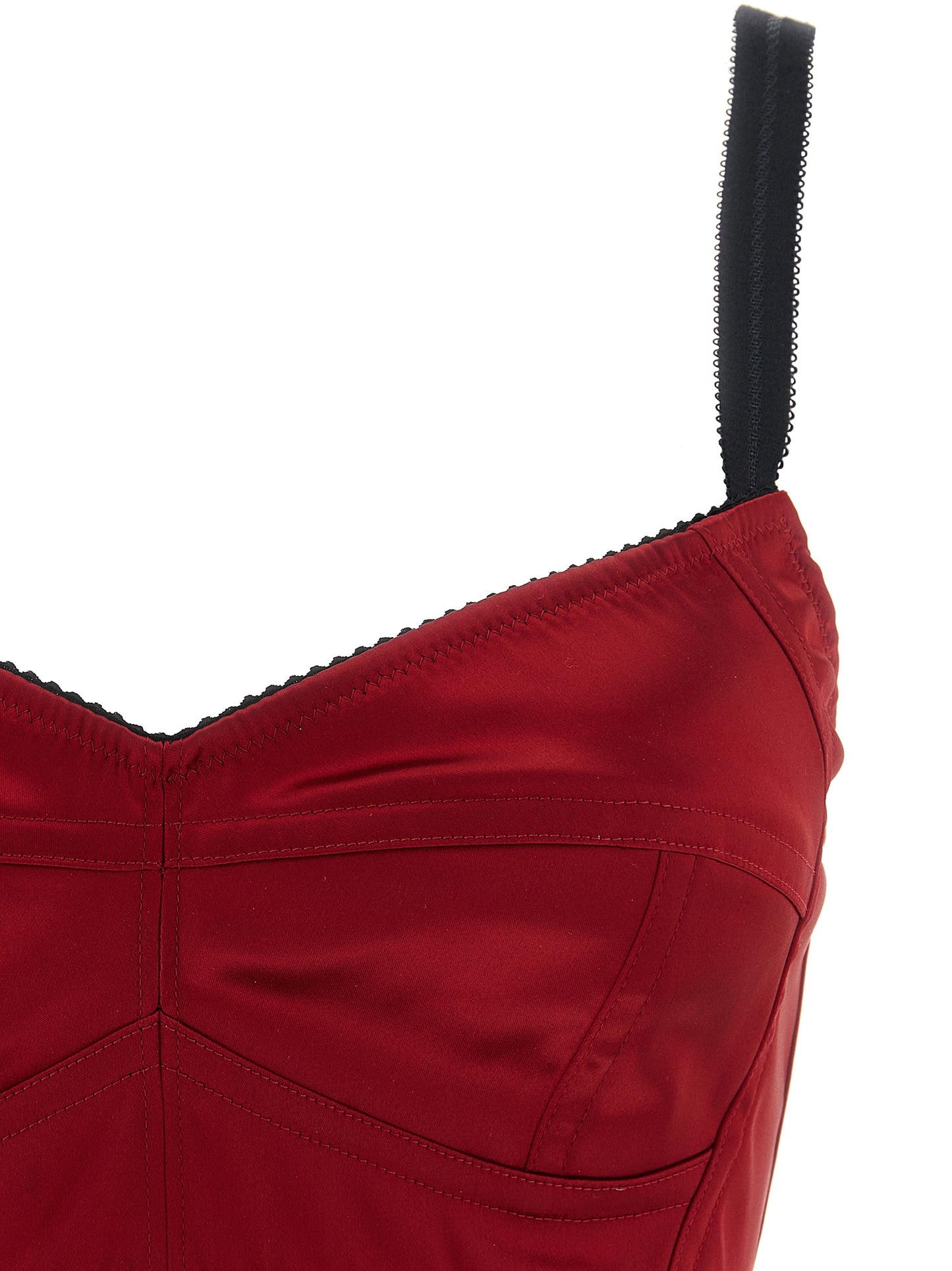 Dolce & Gabbana Women's Stretch Polyamide Satin Tank Top - Black Multicolor Red