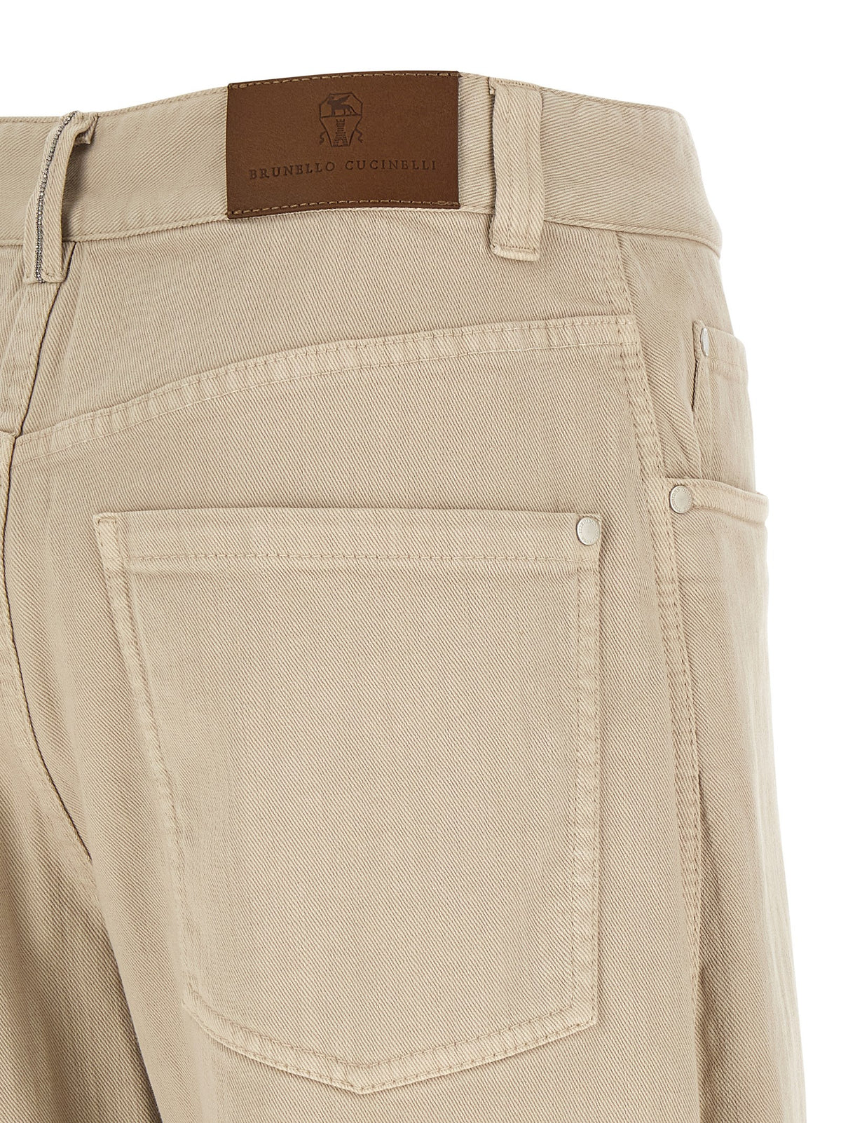 Brunello Cucinelli Women's Relaxed Fit Wide Denim Cotton Canvas Jeans - Beige Brown