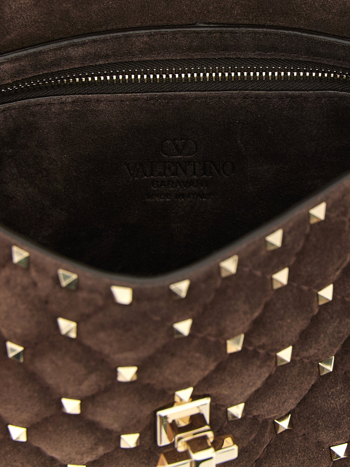 Valentino Garavani Rockstud Suede Calfskin Leather 2-in-1 Shoulder & Crossbody Handbag - Brown