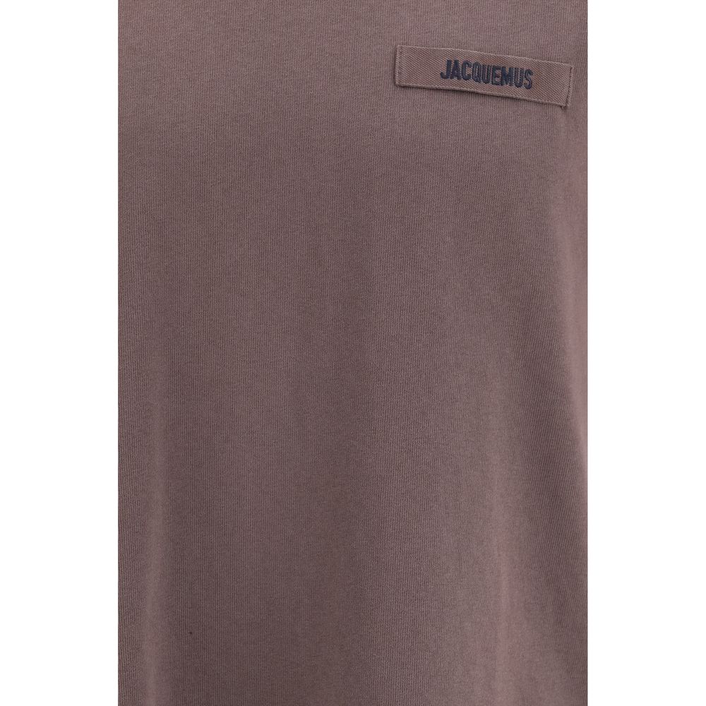 Jacquemus Men's Regular Fit Crew Neck Cotton T-Shirt - Brown Signature Monogram