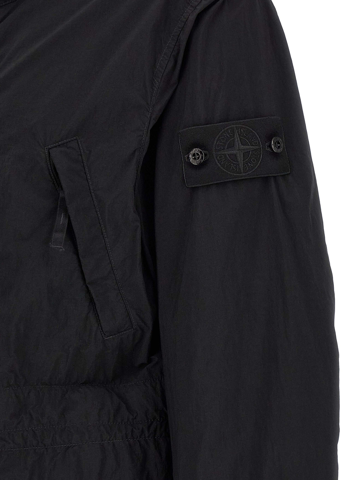 Stone Island Men's Hooded &High Collar Polyamide Windbreaker Jacket - Black