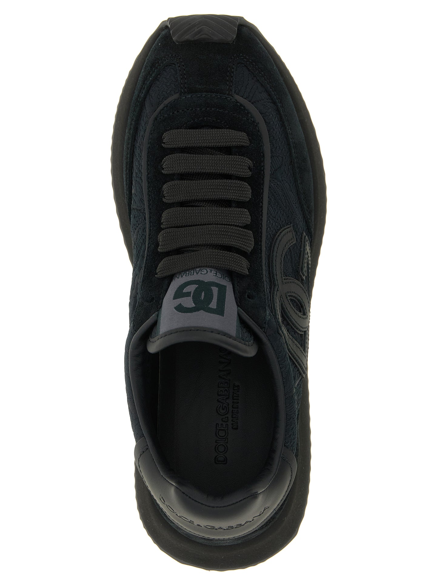Dolce & Gabbana Women's Athletic Silk Cotton Polyester Suede Leather Sneakers - Black