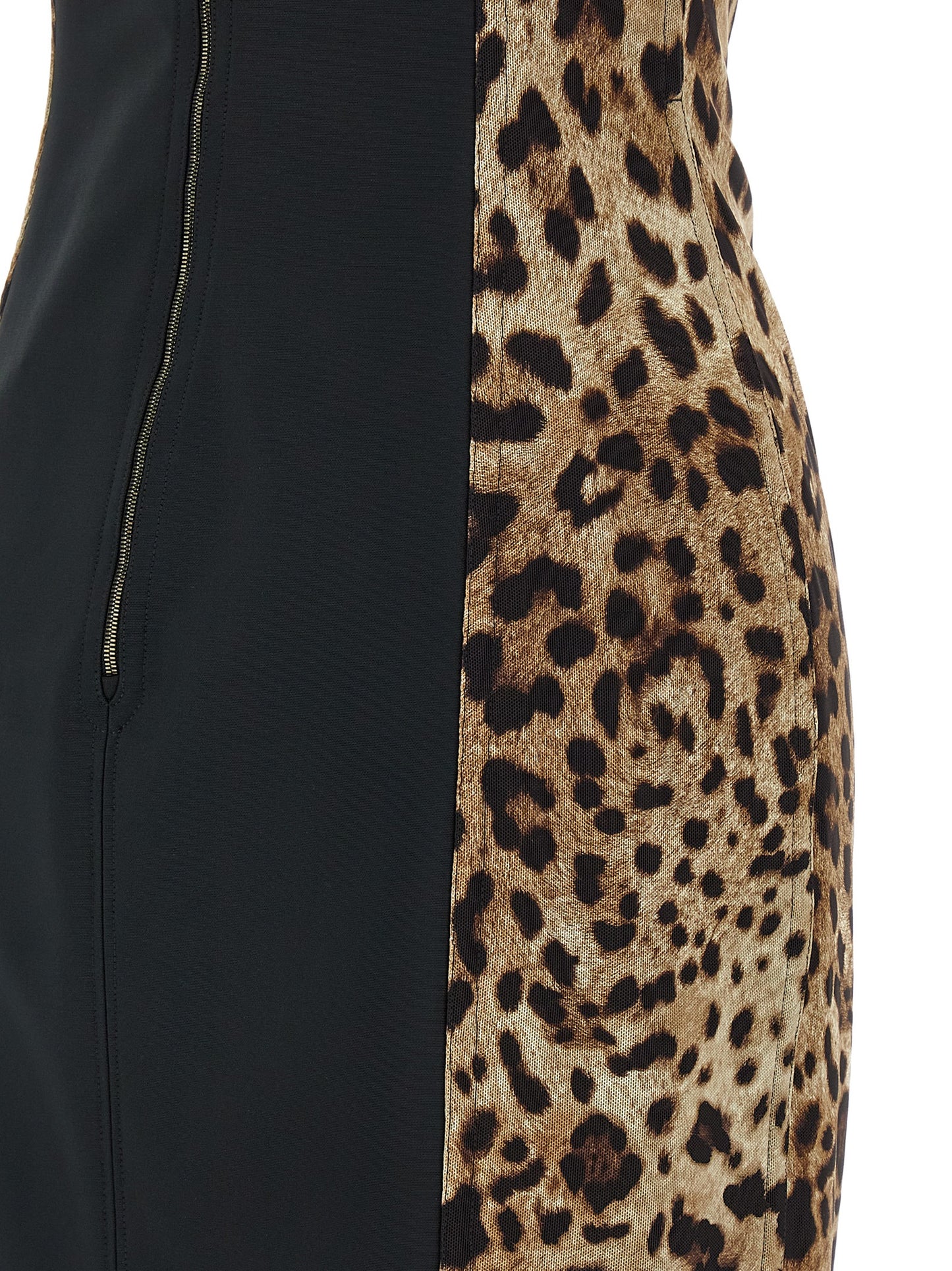 Dolce & Gabbana Women's Sweetheart Neck Stretch Polyamide Dress - Animal Black Brown Print